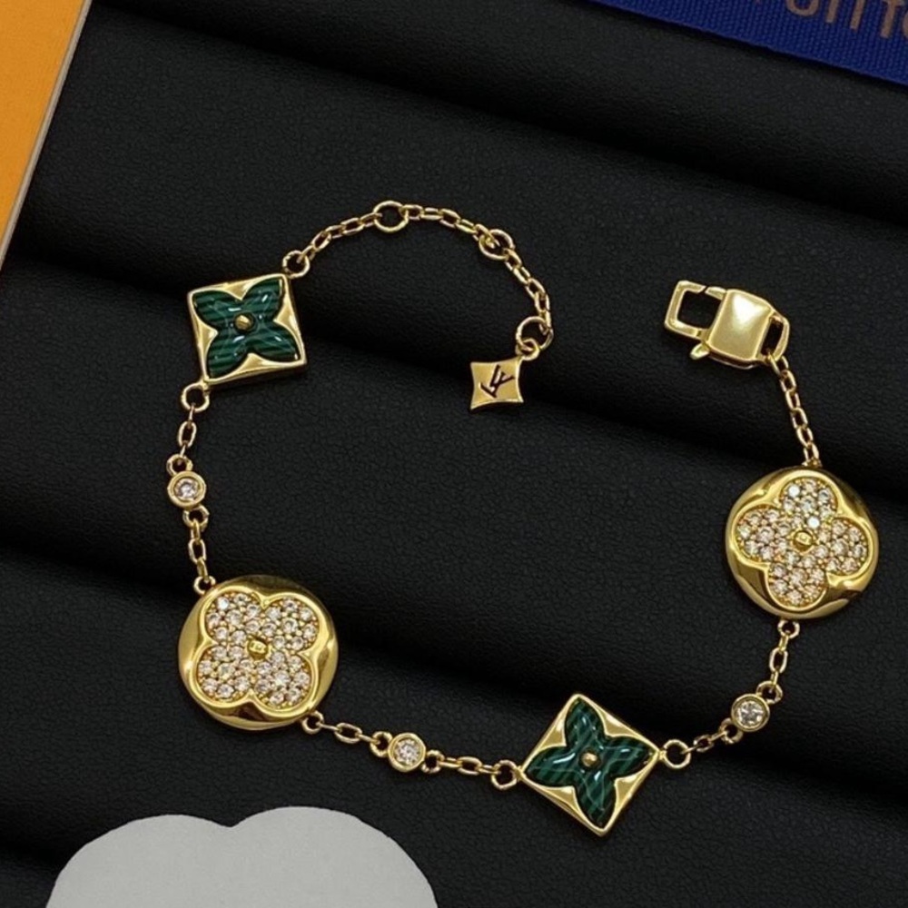Louis Vuitton Gold and Green Floral Bracelet